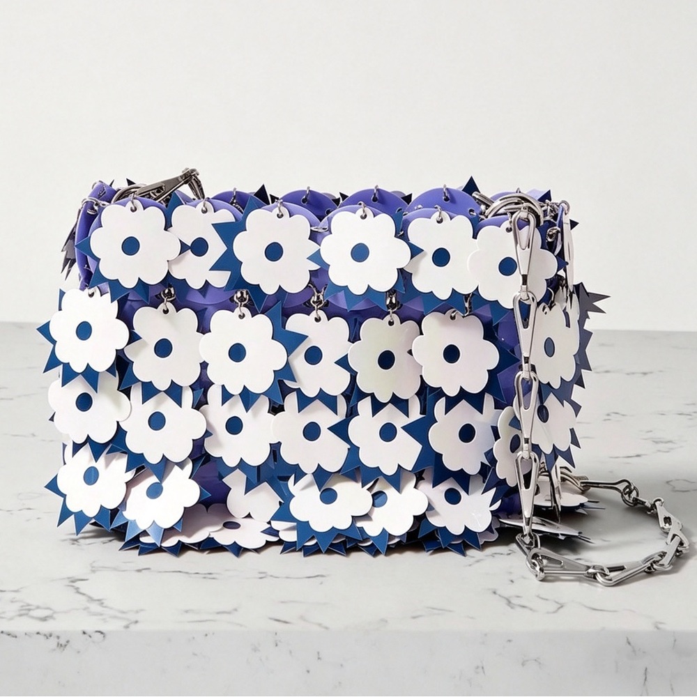 Paco Rabanne Floral-disc Sparkle Shoulder Bag in Blue